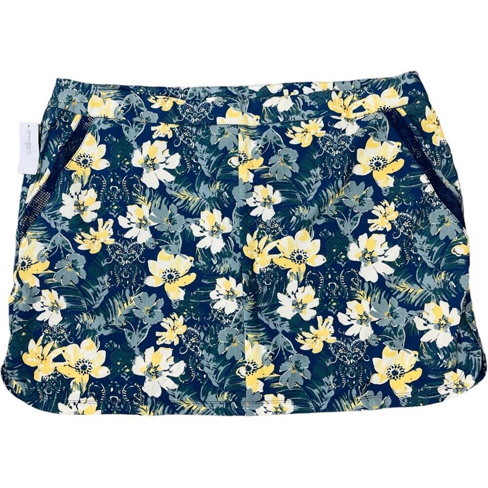NWT Dressbarn blue yellow floral tropical activewear tennis skirt 2X